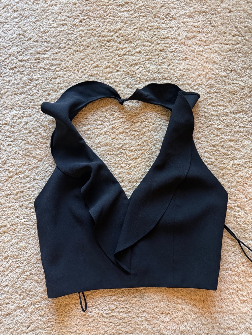 Alice + Olivia Black Ruffle Halter Crop Top size 2
